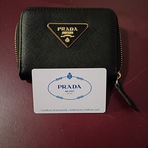 Prada Black Wallet with Gold Accents